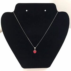 Elegant Red Heart Pendant Necklace .925